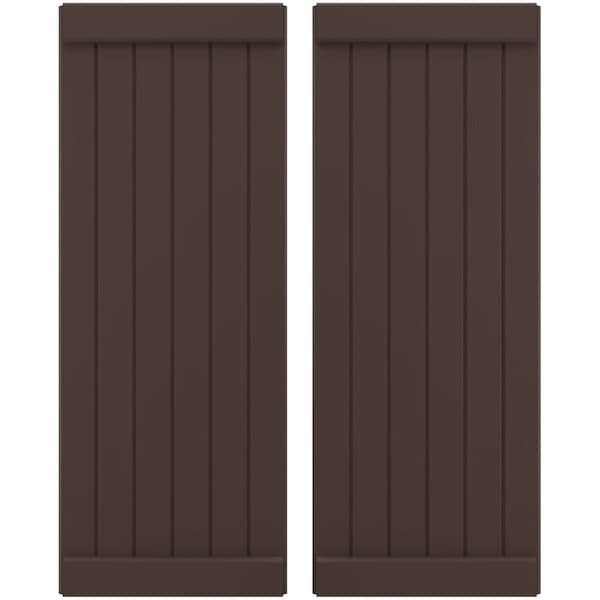 Ekena Millwork Americraft 6-Board Exterior Wood Joined Board-n-Batten Shutters w/ End Batten, ARW103BB621X77TBH, PR ARW103BB621X77TBH - main